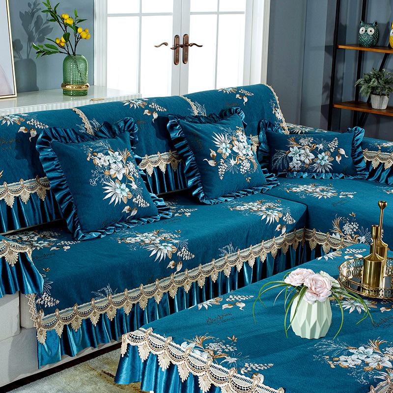 Modern Simple Sofa Cushion Chenille European New Chinese Style Combination Sofa Cover Non-Slip All Seasons Universal