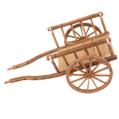 1/12 Scale Farm Scene Wagon Toy Movable Wooden Style Cart For Dollhouses Model Landscape Decoration
