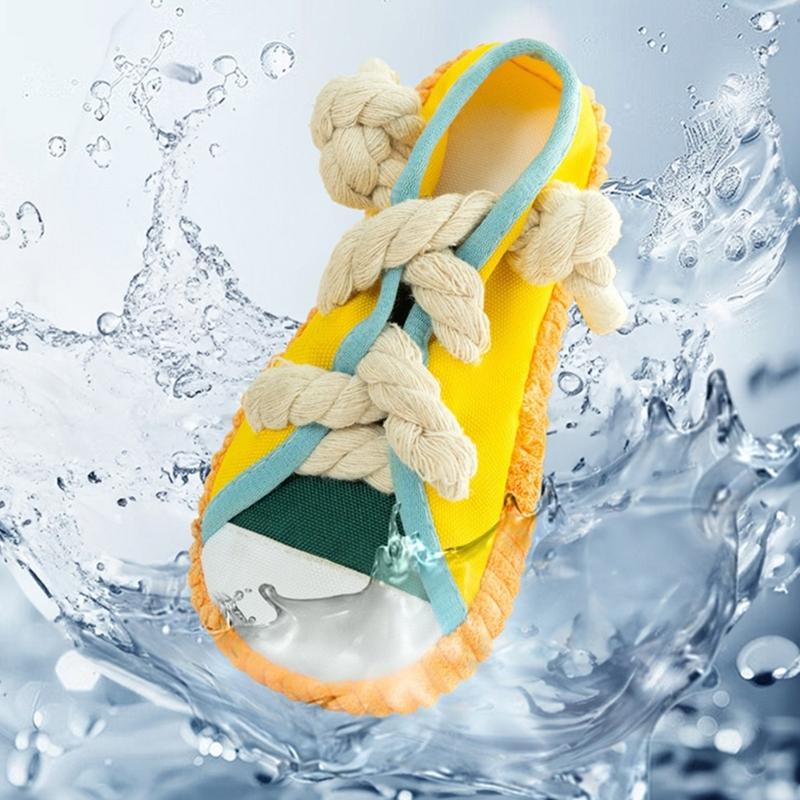 Squeaky Shoe Dog Chew Toy For Various Size Breeds Teething and Chewing Strong Tug War Rope Pet Indoor Activity Toy
