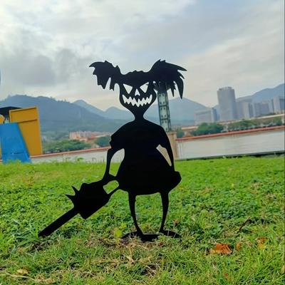 Gruselige metallische Geister- und Zombie-Mädchen-Silhouette für den Außenbereich, Halloween, Garten, Steckkarte, keine Batterien erforderlich
