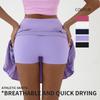 Casual stretch high waist fashion sports skirt quick-drying double-layer pleated skirt fitness yoga tennis suit