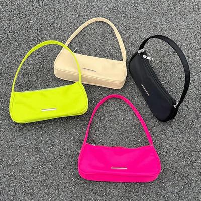 Sac à main Oxford couleur unie pour femmes, sac Hobos à bandoulière avec fermeture éclair, petit croissant de luxe de styliste rétro pour dames, sacs à poignée supérieure sous les bras