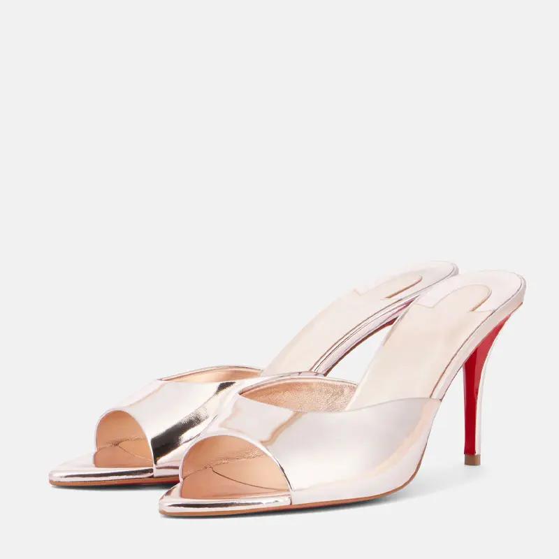 Modne buty dla kobiet Nowe szpiczaste sandały rzymianki z odkrytymi palcami Metalowe seksowne buty damskie Klapki na zewnątrz 10,5 cm Sandały damskie sandálias