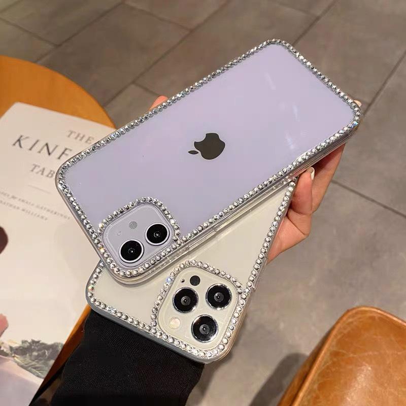 Rhinestone Transparent Mobile Phone Case for IPhone15promax Light Luxury for Apple 16pro Anti-fall Creative 14 Women's Model