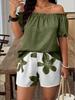 2026 European & American Cross-Border Summer Women's One-Shoulder Short Sleeve Shorts Set