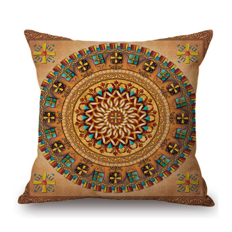 Special Sale Mandala Motif Bohemian Mediterranean Floral Plant Pattern Linen Home Decoration Pillow Case Sofa Cushion Cover Case