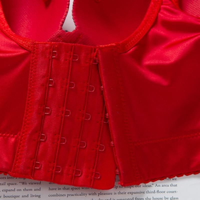 Fat Girl's No-rim Cross-gathering Plus-size Underwear with Adjustable Shape and Beautiful Back Large Cup and Side-breasted Bra