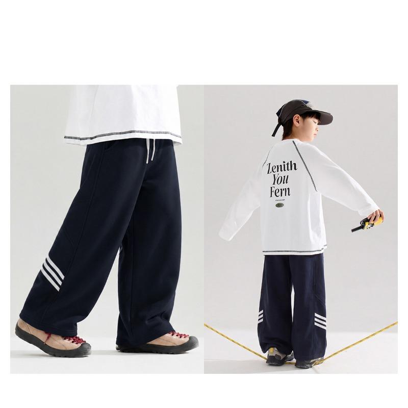 Boys Color Block Straight Leg Casual Pants Big Kids Spring Autumn Trousers