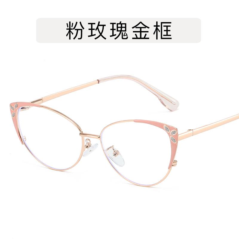 European American Stylish Glasses Women Cat Eye Shape Anti Blue Light Women's Glasses Frames  Decorative Glass