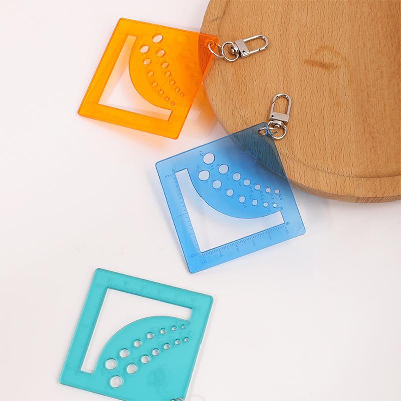 2Pcs Acrylics Knitting Needle Gauge Ruler For Sweater Sewing Craft Knitting Needle Measure Tool With Keychain Carabiner Clip
