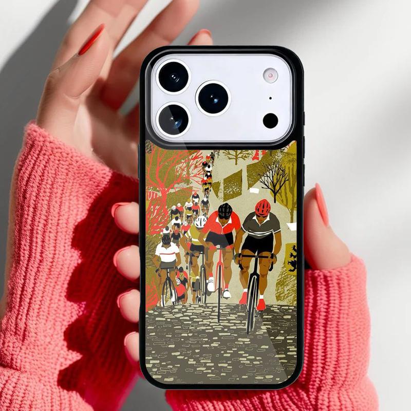 Cycling Heartbeat Bike Phone Case for iPhone 17 16 15 14 13 Pro Max Back Cover for 12 11 Pro Coque