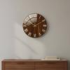 Round Marble Wall Timepiece Noiseless Home Decor Non Ticking for Hallway