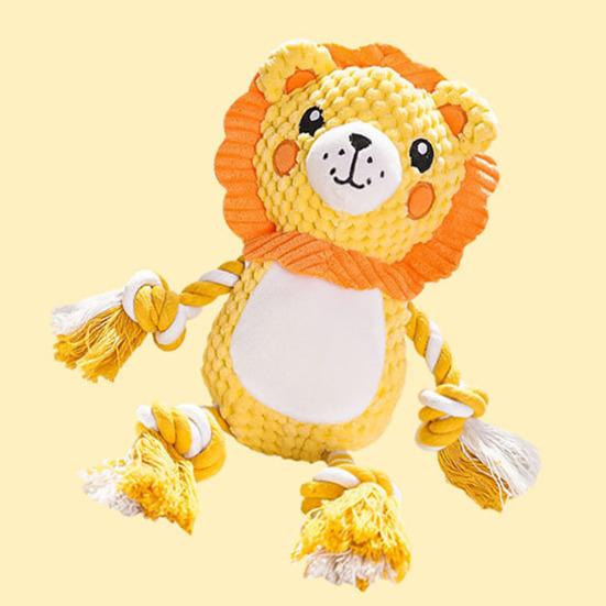 Plush Dog Toy for Aggressive Chewers Interactive Squeaky Chew Toy Soft Stuffed Animal with Cotton Rope Legs for Teething Puppies Small Medium Large