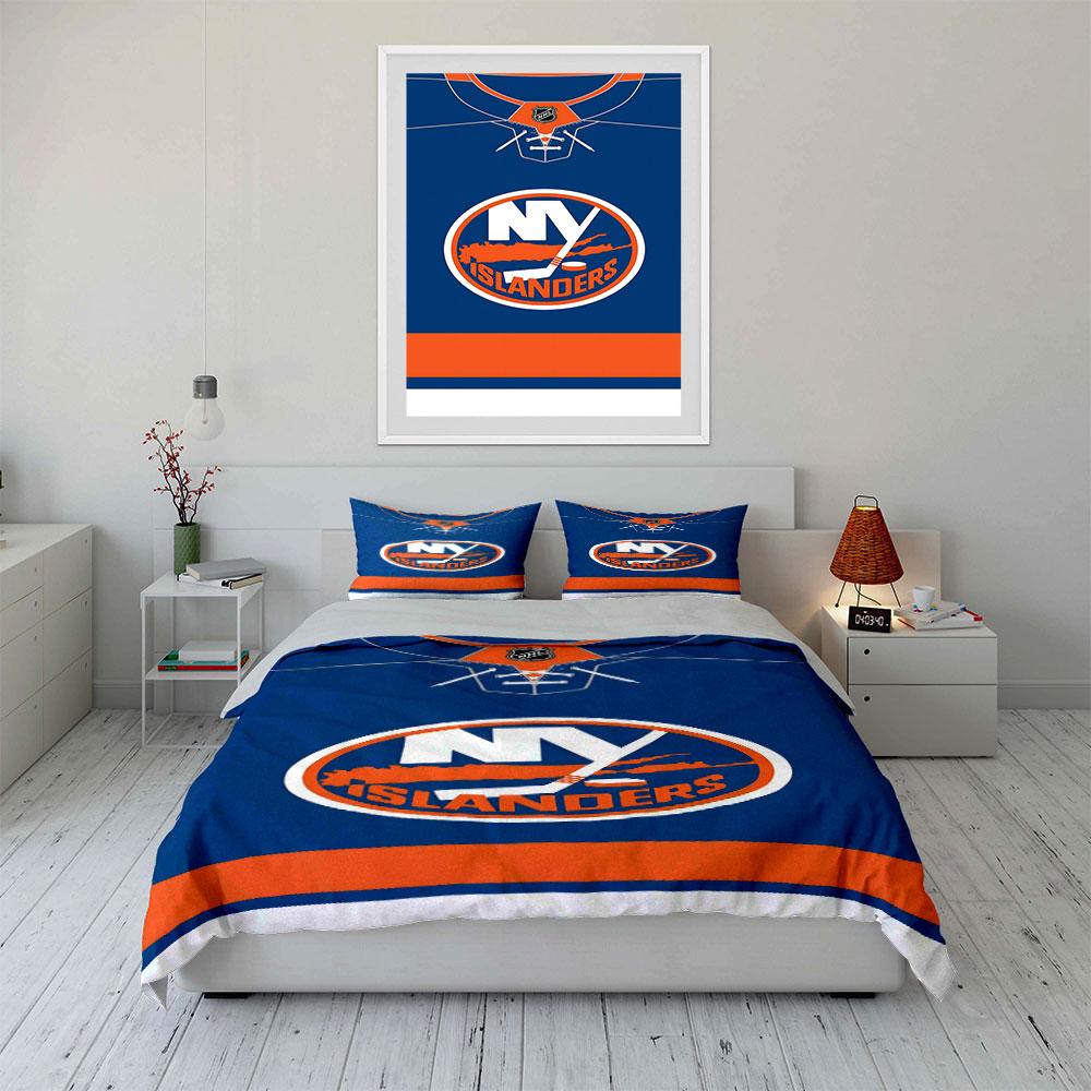 "NY Islanders NHL Hockey Team Design" Print Bedding Set Duvet Cover Pillowcases (1* Duvet Cover 2* Pillowcases Do Not Include Comforter)