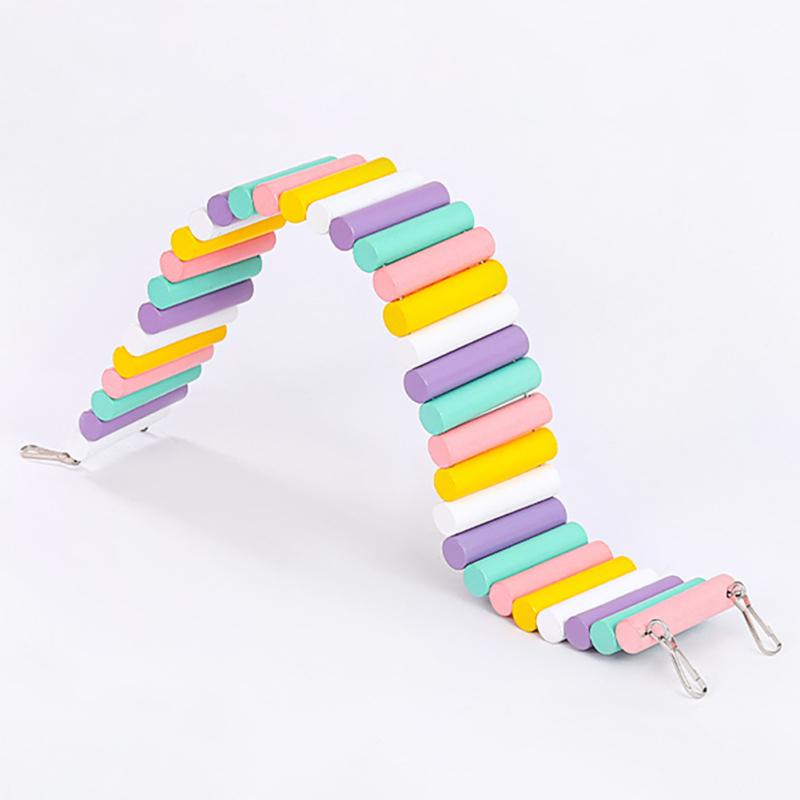 Hamster Colorful Exercise Ladder High-strength Natural Wooden Climbing Toys Pet Supplies With 2