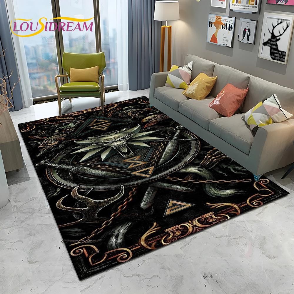 3D W-Witcher Games Gamer TV Cartoon Carpet Rug for Home Living Room Bedroom Sofa Doormat Decor,kids Area Rug Non-slip Floor Mat