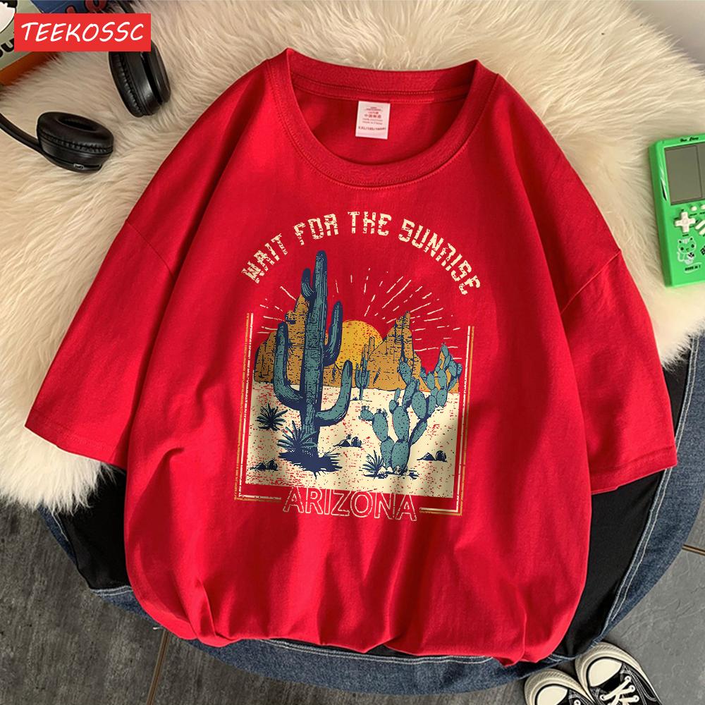 Wait For The Sunrise Print Tee Clothing Femme Versatile Personality T-Shirt Cool Lovely T-Shirts Oversized Vigor Short Sleeved