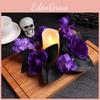 Halloween Purple Rose Candle Ring Decor With Artificial Flower Wreath For Room Atmosphere And Celebration