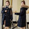 Abbigliamento alla Moda Cappuccio con Pelliccia Zip Lungo Stile Donna Caldo Piumino Cappotto Invernale Parka Cappotto