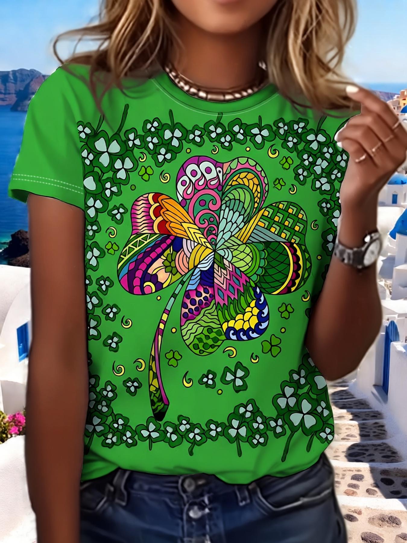 

A Women s Springsummer Valentine s Day Printed Short-sleeve Round-neck T-shirt. St. Patrick s Day Casual Short-sleeve T-shirt. Fashionable Short-sleev S дубильная кора