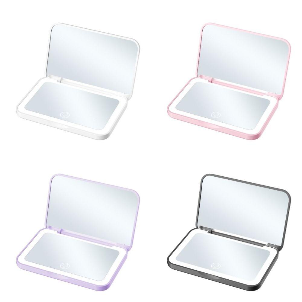 Mini Folding Makeup Mirror Magnifying Cosmetic Mirror Compact LED Light Desktop Mirror  Makeup Tool