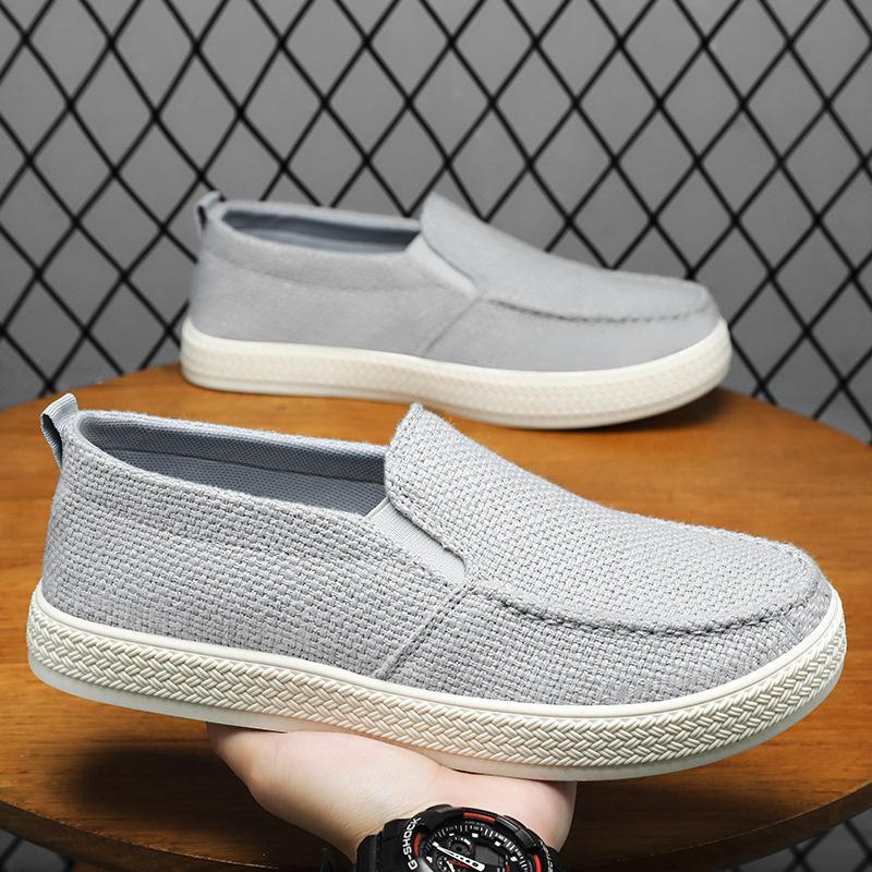 Old Beijing cloth shoes men's summer casual shoes driving shoes walking with one pedal breathable soft sole not tired feet men's shoes