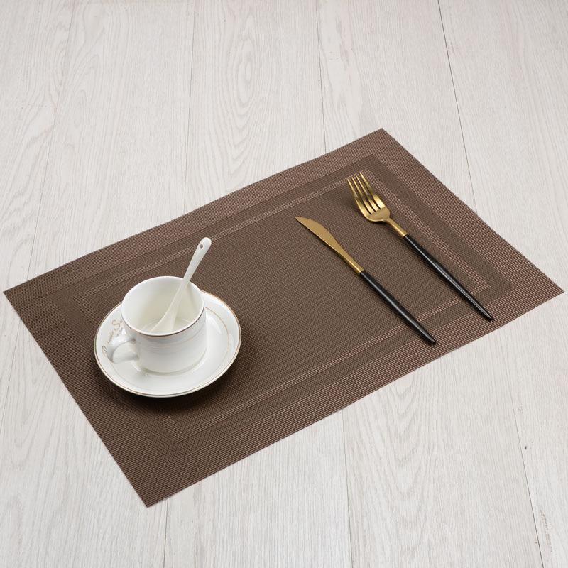 6/4pcs Rectangle Placemat Restaurant Washable PVC Durable Dining Table Weave Mats Frame Teslin Disc Bowl Coaster Non-slip Pad