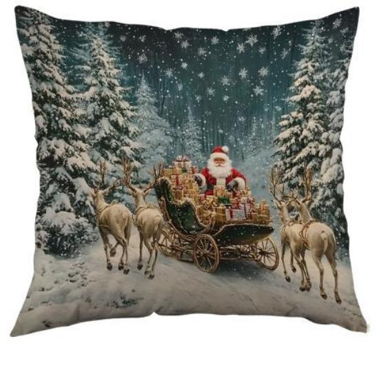 

Рождественская комбинированная наволочка с принтом Санта-Клауса и снеговика, наволочка на диванную подушку 45*45cm