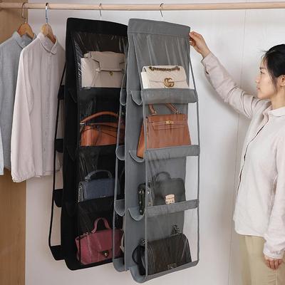 6/8 Pocket Hanging Handbag Organizer Handbag Storage Artifact Bag Dust-proof Cover Household Wardrobe Closet Organizer