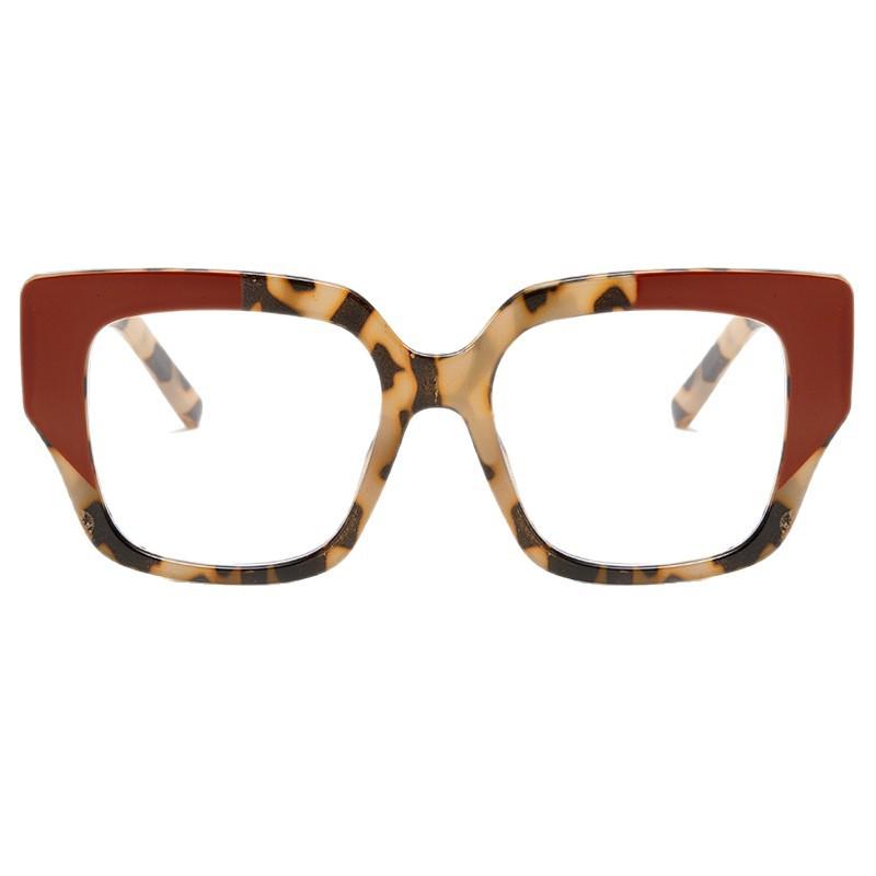 Large frame shows the face, thin anti-blue flat mirror, European and American trend street shooting travel plate color plain glasses frame