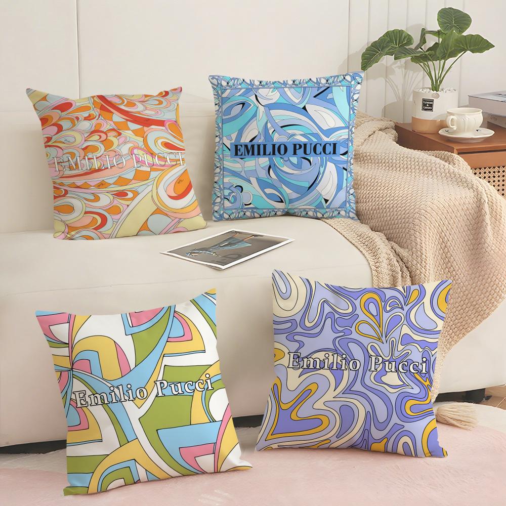 Fashion EEeilio Logo PpucciS Cushion Cover Short Plush Doublesided Print Square Throw Pillow Covers Sofa Home Cushion Decor