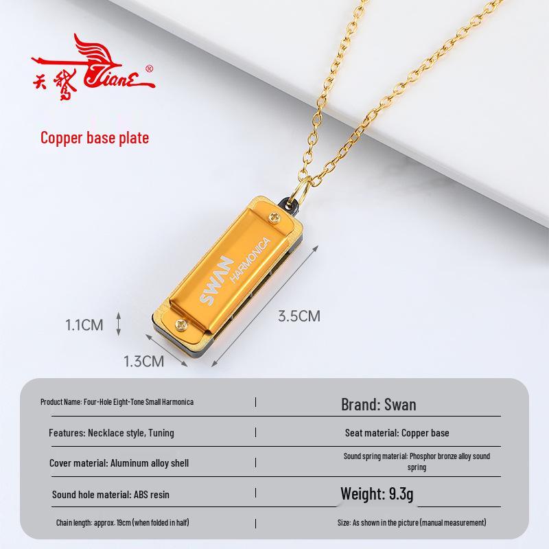 Collar de Armónica Swan Cross de 4 Agujeros: Mini Instrumento de Viento para Niños y Principiantes