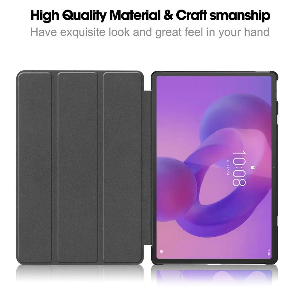 TB373FU PU Leather Cover For Lenovo Idea Tab Pro 12.7'' 2025, 3-Fold Holder Flip Tablet Stand Shockproof Case, Auto Sleep / Wake