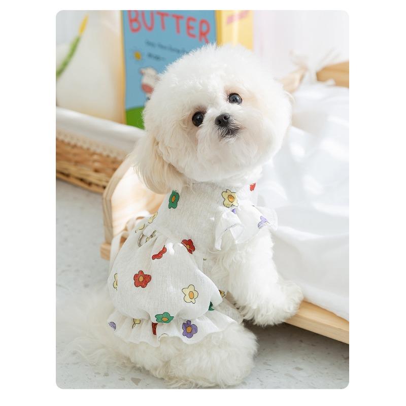Cute Printed Thin Summer Dress For Small Medium Dogs Pet Cat Clothing