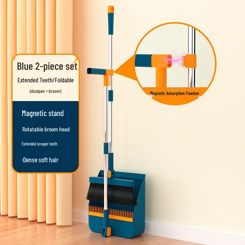Magnetic Folding Broom & Dustpan Set - Enlarged & Thickened Design