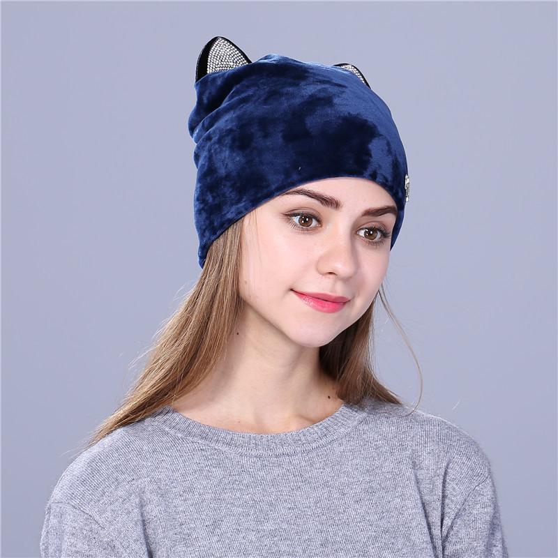 European American Trade French Velvet Cute Cat Ear Pullover Hat - Cross-border Spring Fashion