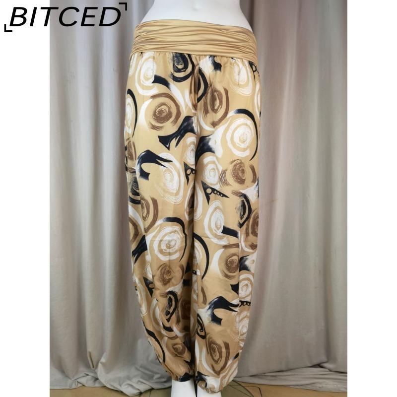 BITCED 15 Color Women Casual Elastic Waist Plus Size Print Long Trousers Straight Loose Long Pants Haren