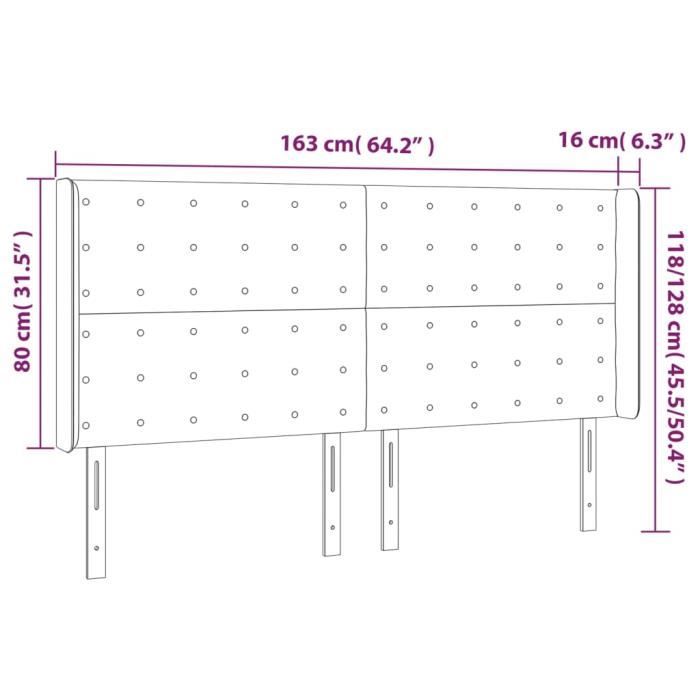 VidaXL Headboard with Ears Black 163x16x118-128 Cm Velvet3120070