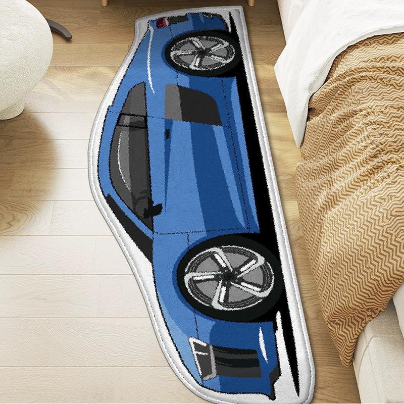 Flanellen Tapijt Kinderkamer Slaapkamer Nachtkastje Tapijt Raceauto Duurzaam En Makkelijk Schoon Te Maken Onregelmatig Vloerkleed Huis Decoratie 40X120CM(1.3X3.9FT