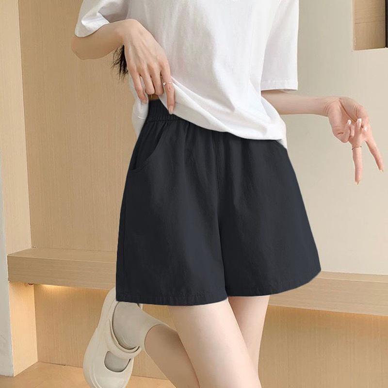 Women's Summer Ice Silk High Waist Casual Black Shorts