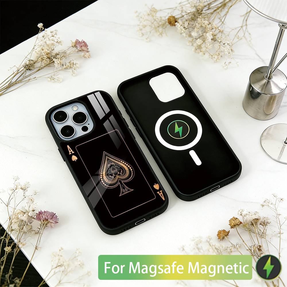 

Ace Of Spades Poker Phone Case For iPhone17,16,15,14,13,12,11 Plus,Pro Magnetic For Magsafe Wireless Charging iPhone12