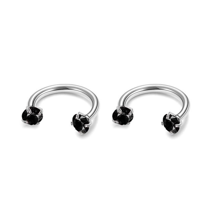 2Pcs 6/8/10/12mm Stainless Steel Zircon Piercings Earrings Horseshoe Ring Piercing Nose Ear Belly Rings Body Jewelry For Women