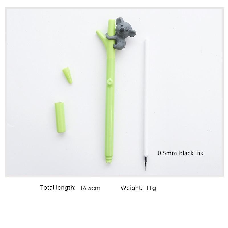 3pcs Cartoon Koala Gel Pen Green Branch Black Color 0.5mm Ballpoint Cute School Supplies A6719