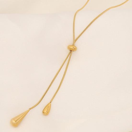 Water Drop Jewelry Adjustable Y Shape Slider Chain Necklace Golden Hoop Earrings for Weddings Parties