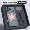 Pink Lily Flower Print Hand Strap Case For iPhone 17 Pro Max Hybrid TPU+PC Magnetic For Magsafe Matte Cover For iPhone 16 15 14 13 Pro Max