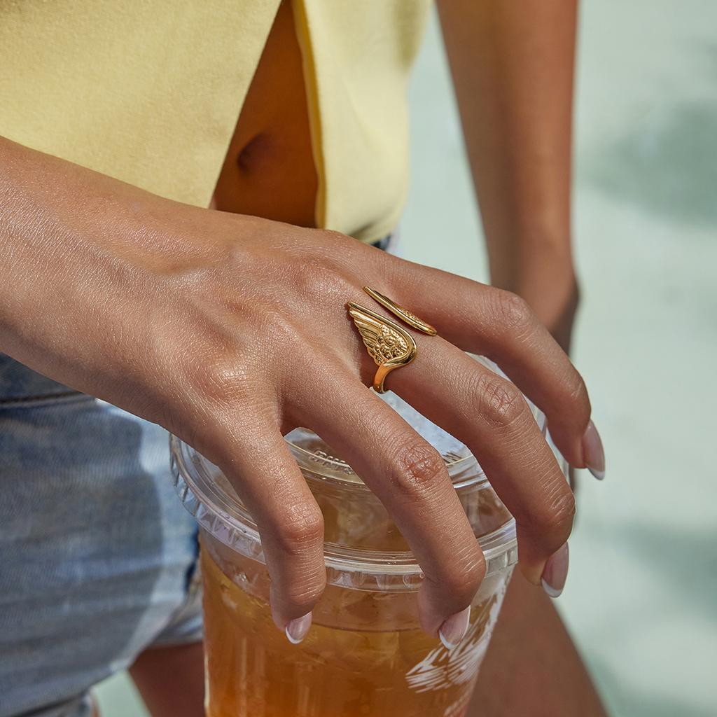 Angel Wing Stackable Feather Ring, Women's Fashion Jewelry Party Eye Catching Accessory, Commemorative Gift Jewelry.
