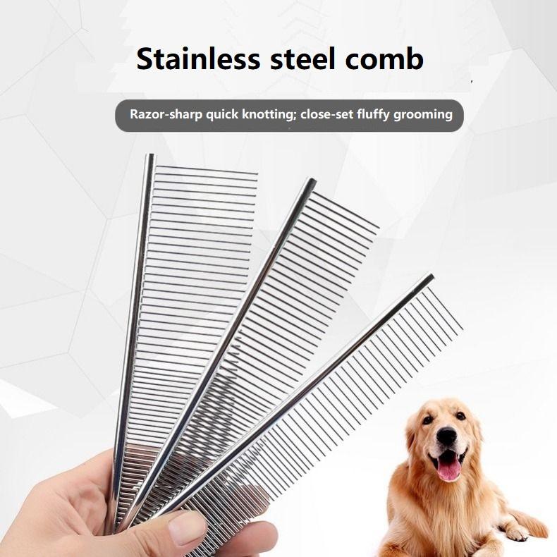19/16cm Stainless Steel Dematting Comb for Long Thick Hair Pet Grooming Brush for Dogs and Cats To Remove Fur Ideal for Shaggy
