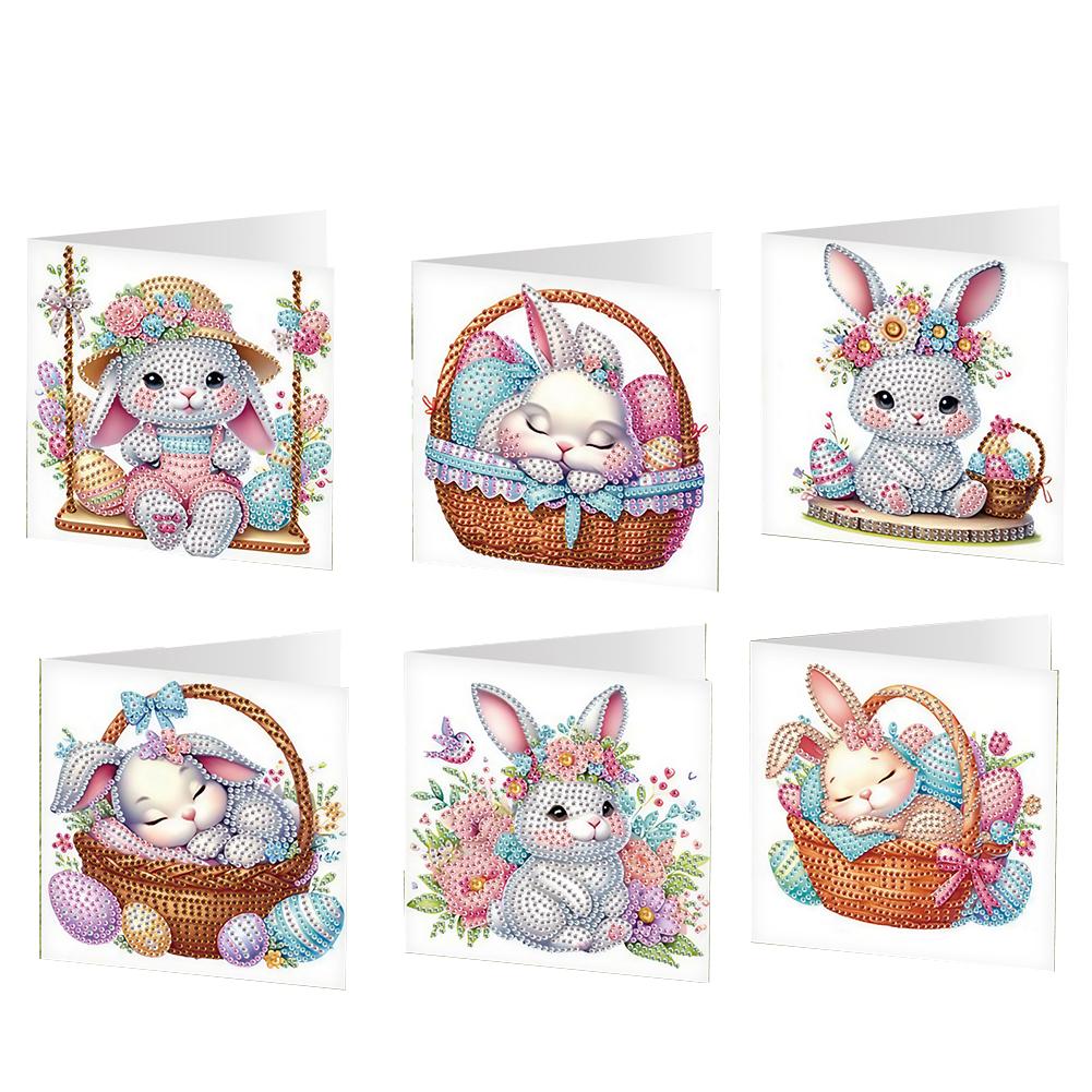 6pcs Easter Diamond Painting Greeting Cards DIY Diamond Painting Gift Card Diamond Art Greeting Cards Arts Crafts for Easter