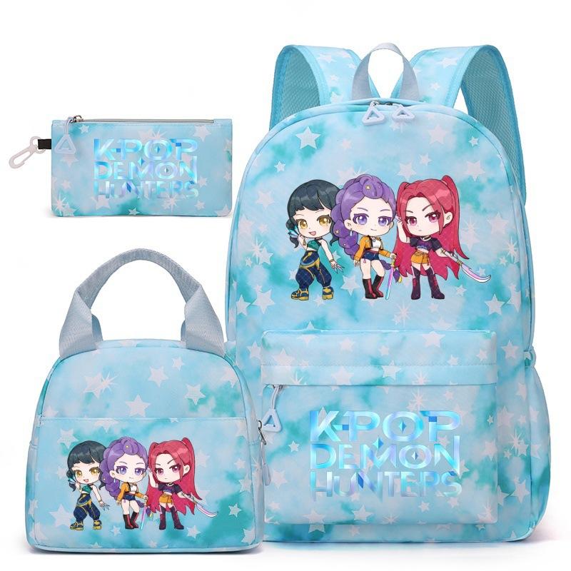 KPop Demon Hunters Student Backpack Crossbody Bag Casual Pencil Case Set of 3 Fashion Trendy Unisex