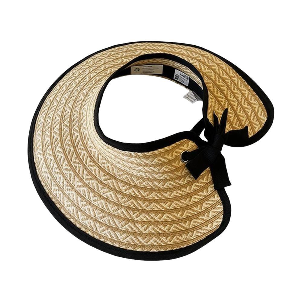 Trendy UV-Resistant Visor Straw Visor Hat Empty Top UV Protection Foldable Visor Hat Wide Brim Visor Spring Summer